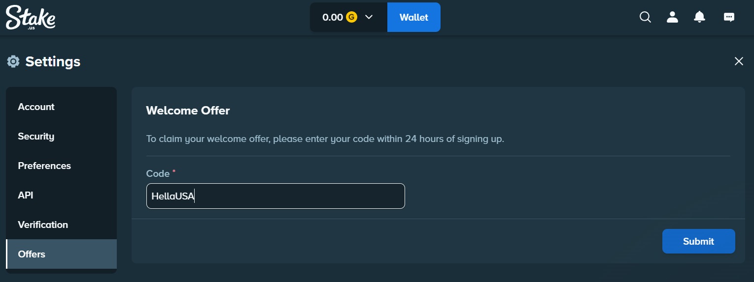 Stake.us welcome bonus offer